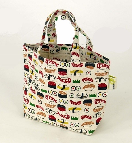 ミニトートバッグ　内ポケット付　おすしWH 画像